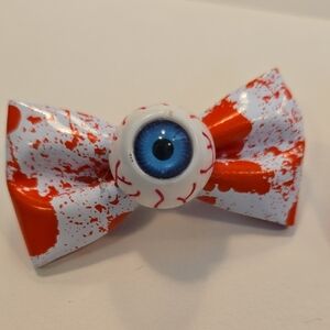Red and White Eyeball Hair Bow